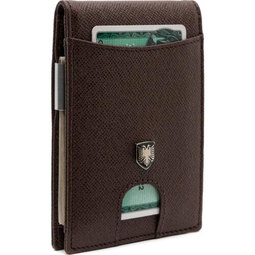 CHQEL Money Clip Leather Wallet - Mens Wallets Slim Front Pocket RFID Blocking Geniune Leather Card Holder Minimalist Gift Box