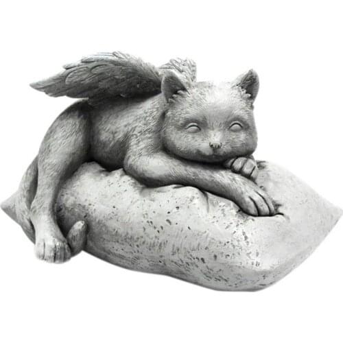 Garden Angel Sleeping Cat Statue Resin Memorial Pet Tombstone For Pet Monument Outdoor Yard Decoration Memorable Sculpture