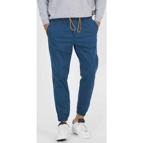 Denim Republic Mens Blue Gabardine Jogging Trousers Mens Casual Solid Trousers Slim Pencil Pants 2020 Thin Jogging