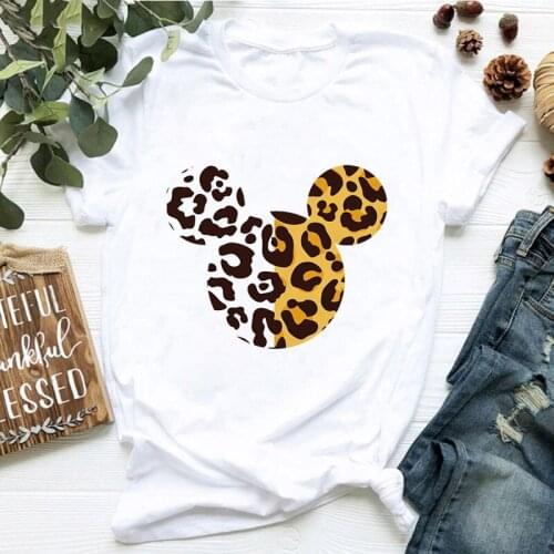 Hot Summer Leopard Print Womens Plus Size T-shirt Kawaii Cute Graphic T-shirt Womens T-shirt 90s Vouge T-shirt Top Tee Female