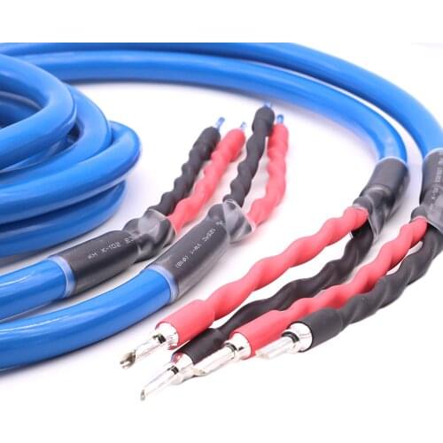 1Pair OFC Copper Audio HI-FI High-end Amplifier Speaker Cable HIFI Carbon Fiber Rhodium Plated Banana Plug to Banana Plug