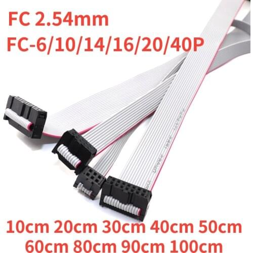 2pcs 2.54MM Pitch JTAG ISP AVR Download Cable Wire FC-6/10/14/16/20/40P Connector 10cm 20cm 30cm 40cm 50cm 60cm 80cm 90cm 100cm