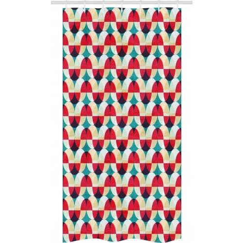 Geometric Forms Shower Curtain Set Asbtarct Modern Rounds Art Waterproof Fabric Narrow Bath Curtain Bathroom Decor with Hooks