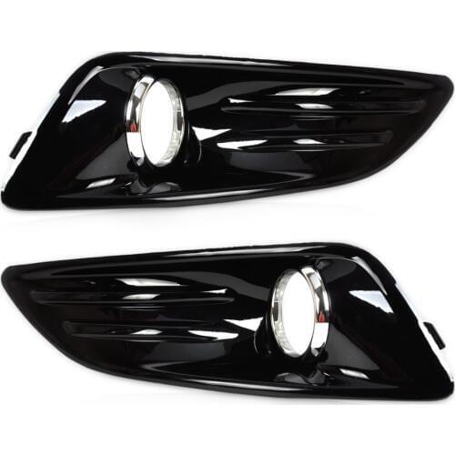 DWCX 2pcs New Car Black with Baking Finish Front Left + Right Bumper Fog Light Lamp Cover Grille for Ford Fiesta 2013 2014