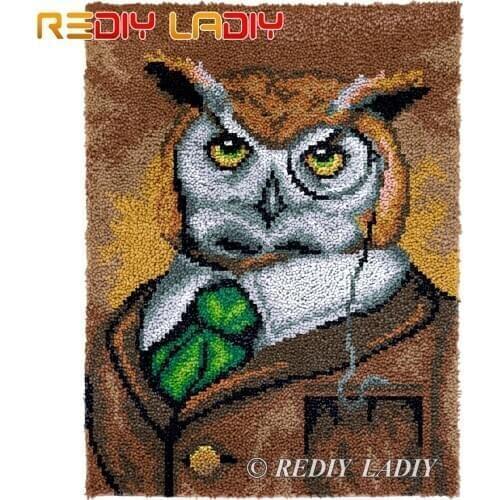 Latch Hook Kits DIY Carpet Rug Doctor Owl Plush Tapestry Kits Crochet Floor Mat Chunky Yarn Cushion Hobby & Crafts 61*81cm