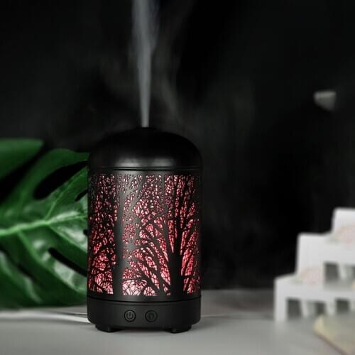 Metal Aromatherapy Diffuser 100ml Essential Oils Diffuser Ultrasonic Humidifier 7 Colors Night Light Auto Shut Off Home Bedroom