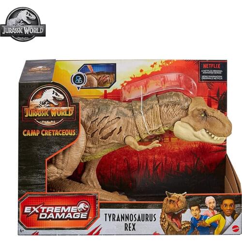 Jurassic World Extreme Damage Tyrannosaurus Rex Camp Cretaceous Large T-Rex Dinosaur Toy for Kids Birthday Gift GWN26