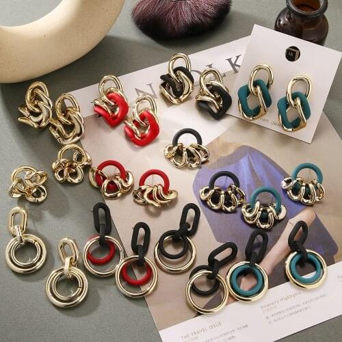 FNIO Fashion Irregular Thick Chain Earrings For Women Statement Geometric Chain Metal Dangle Earring Jewelry