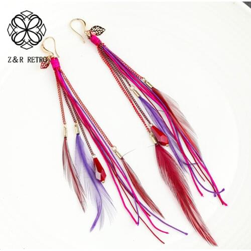 Fashion Feather Drop Earrings Vintage Dangle Hanging Jewelry For Women 2021 Bohemia Pendientes Female Ear Decoration Accessories