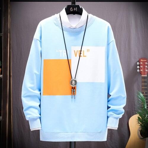 Men Sweatshirts Long Sleeve Shirts Crew Neck Sweatshirts Graphic Printed Hoodies Men High Street Clothing Autumn Clothes 2021