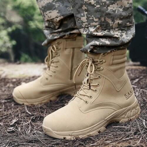 Autumn New Waterproof Men Military Tactical Boots Leather Desert Boots Non-slip Outdoor Ankle Men Hunting Boots botas militares