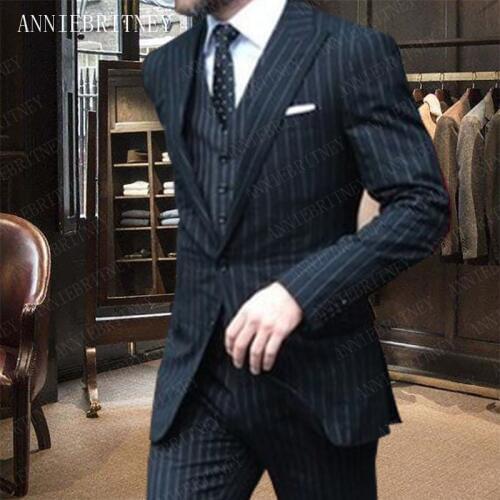 ANNIEBRITNEY Suit Men 2019 Groomsmen Wedding Suits Tailored Slim Fit Formal Man Tuxedo Mens Suits with Pants Set Handsome Blazer