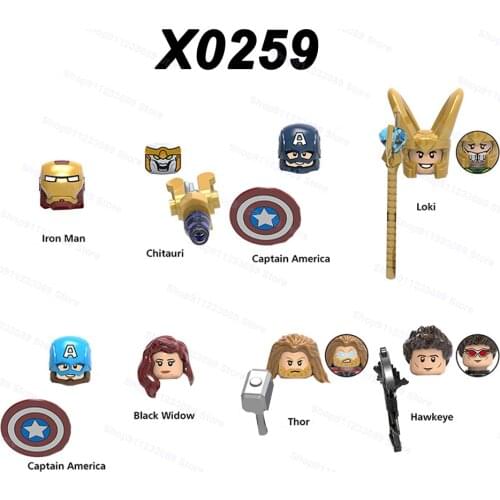 X0259 8pcs/set Iron Man Chitauri Loki Thor Hawkeye Assemble Building Blocks Bricks Superhero Model Figures Toys Children Gifts