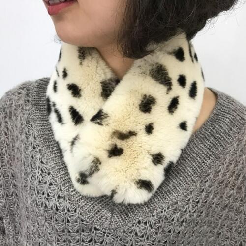 New super soft real rex rabbit fur bib simple leopard two colors real fur scarves winter rabbit fur collar leopard fur scarf