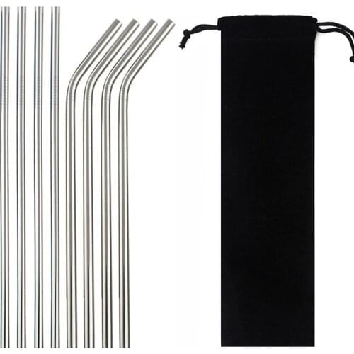 Drinking Straws High Quality Reusable Drinking Straw 304 Stainless Steel Metal Straw with Cleaner Brush