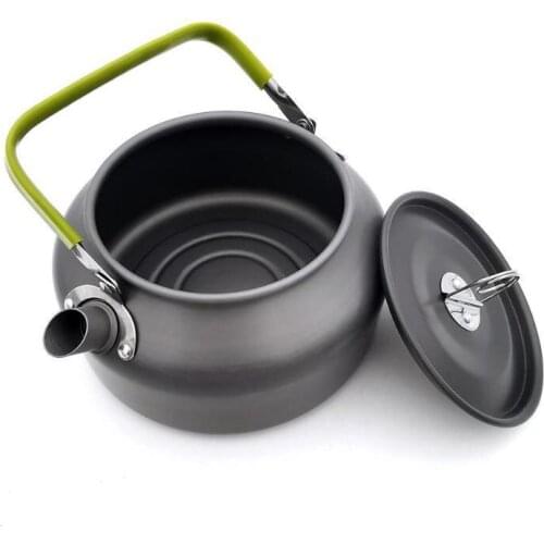 0.8/1.2L Outdoor Camping Hiking Portable Kettle Collector Heat Ring Coffee Water Kettle Teapot for Picnic Hiking Mountaineering