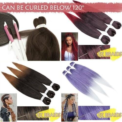 Pre Stretched Ombre Braiding Hair Extensions Easy Crochet Braid Hair Bundles Low Temperature Fiber Yaki Straight Synthetic Hair