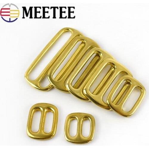 4pcs Meetee Solid Brass Tri-ring Slide Adjustable Buckle 13/16/20/25/32/38/50mm Backpack Webbing Straps Bag Sewing Accessories