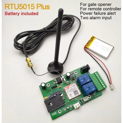 RTU5015 Plus GSM Remote board with two alarm input and one relay output and SMS control Battery for power off alarm