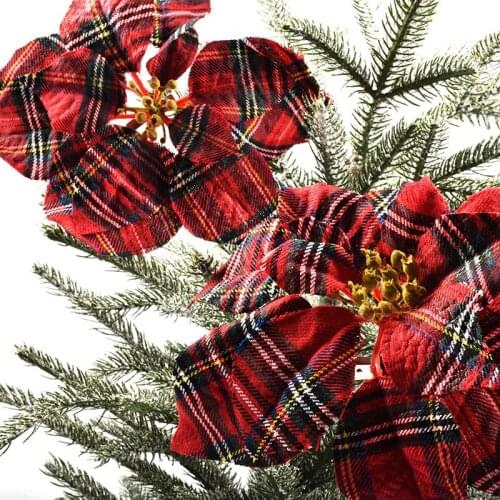 Christmas decoration supplies 22CM red fabric flower tree circle decorations holiday props