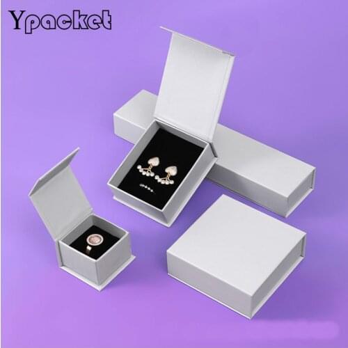 Gray Square Jewelry Organizer Box Magnetic Engagement Ring For Earrings Necklace Bracelet Display Wedding Gift Box 40pcs/Lot