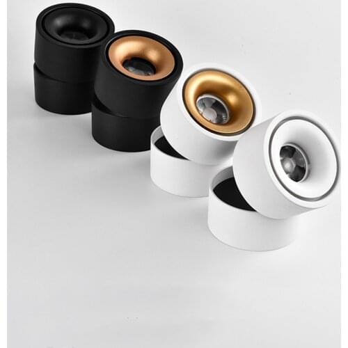 Luz descendente LED COB regulable montada en superficie lámparas de techo LED, 8W10W12W15W18W, plegable, 360 °, foco de pista de