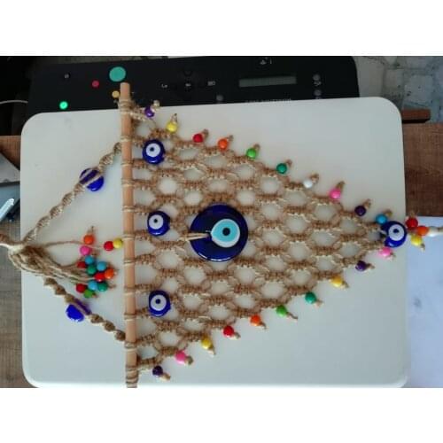Big Size Triangel Macrame Cord Yarn Base Evil Eye Wall and Door Hanger