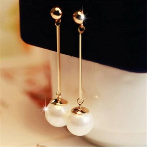 Korean Long Tassel Simulated Pearl Drop Earrings for Women Wedding Engagement Jewelry Gold Color Pendientes boucle d'oreille