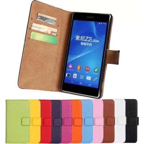 High Quality Pu Leather Card Holder Holster Magnetic Flip Cover Case For Sony Xperia Z2 D6502 D6503 Case Cash Slots Phone Bags