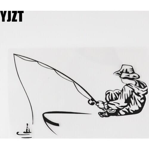 YJZT 16.4CMX10.9CM Fishing Club Fisherman Boat Decal Vinyl Car Sticker Black/Silver 8A-0858
