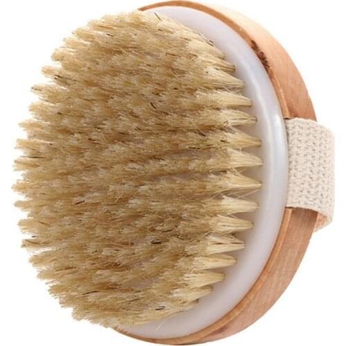 Wooden Bath Brush Body Massage Wood Exfoliation Shower Brush Horse Hair Natural Bathroom Scrubber Cleaning Brush