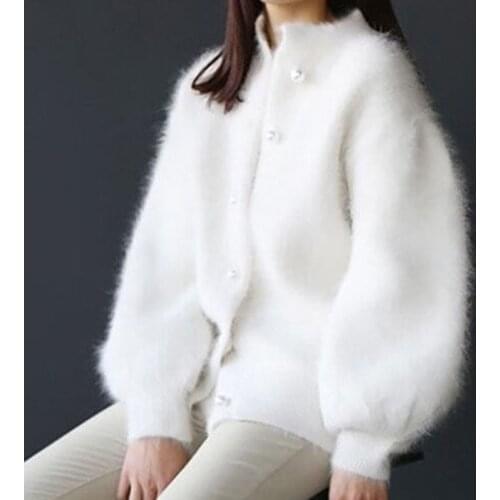 Autumn Winter Cashmere Hairy Warm Sweater Women Cardigan Sweater Women Jacket Imitation Mink Velvet Coat New Elegant Loose Tops