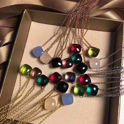 Brand Colorful Crystal Fashion Jewelry For Women Colorful Crystal Candy-Color Necklace Cute Sweet Jelly Necklace Fashion Jewelry