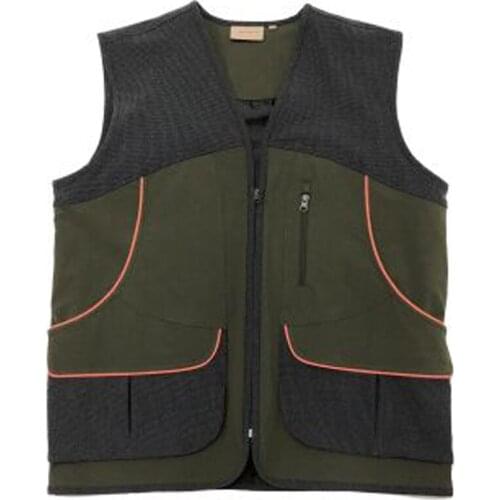 Vest hunting fishing nylon elastane reinforcements pockets sleeveless zip