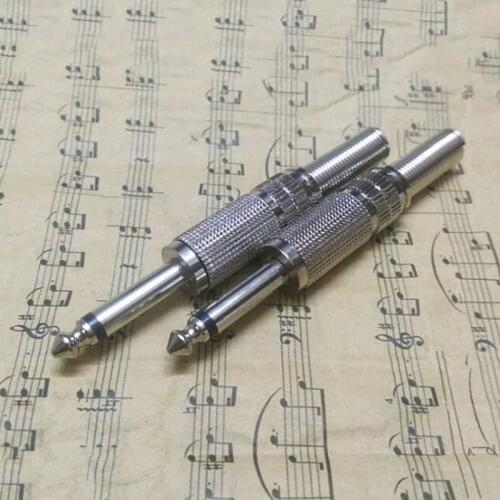 1pc 6.5mm Pole Stereo Metal Plug Connector 6.35 Plug Jack Adapter With Soldering Wire Terminals Stereo Plug Audio 90 degrees