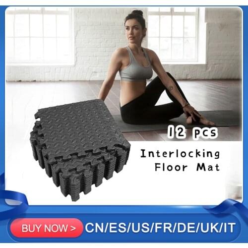 12 Pcs Gym Floor Mats Home Exercise Carpet Yoga Cushion Foam Floor Tiles Bedroom Living Room 30*30*1cm Stitching Floor Mats