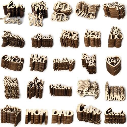 15pcs Wooden Letter Table Scatter Confetti for DIY Craft Project Cutout Embellishment Wedding Birthday Party Decoration Supplies
