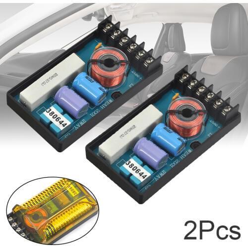 2pcs 120W Speaker Frequency Divider 2 Way Car Audio Speaker Two Crossover Divider Crossover Filter WEAH-2001 for Sound Improve