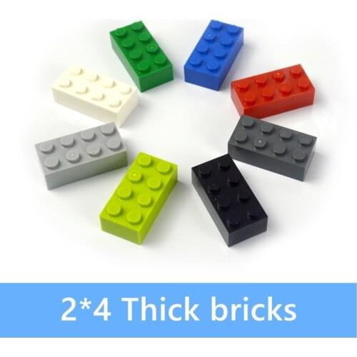 2*4 Dots 50pcs Thick bricks multiple color Educational Creative DIY Bulk Building Blocks Part classic sets Compatible All Brands