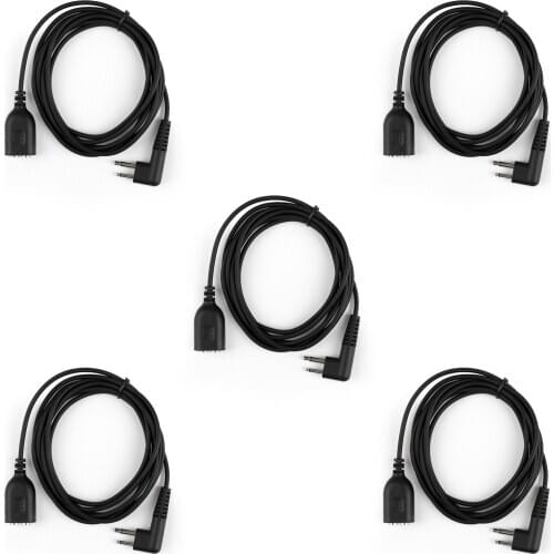 Artudatech 5PCs 2Pin Extension Cable For Radio Earpiece Speaker Mic For Motorola For HYT Walkie Talkie 2M Cord