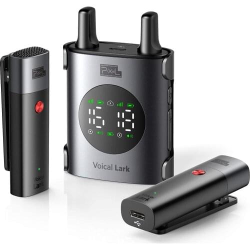 Pixel UHF Wireless Lavalier Microphone System with 1 Receiver, 2 Transmitters,Compatible with Camcorders,DSLR Camera, and iPhone