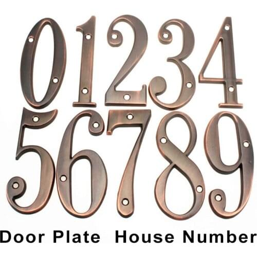 10cm High Big Door Plates House Number Bronze Zinc Alloy Home DIY Plaque Decor 3D Plaque Mail Address Sign