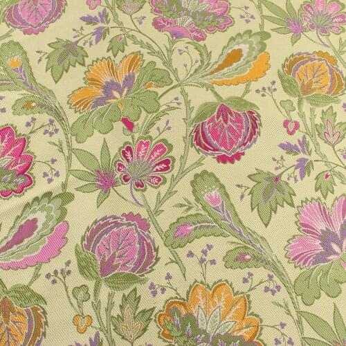 Blooming Flower Polyester Brocade Fabric floral Jacquard Garments Thick Clothes Curtain Upholstery Fabric by yard