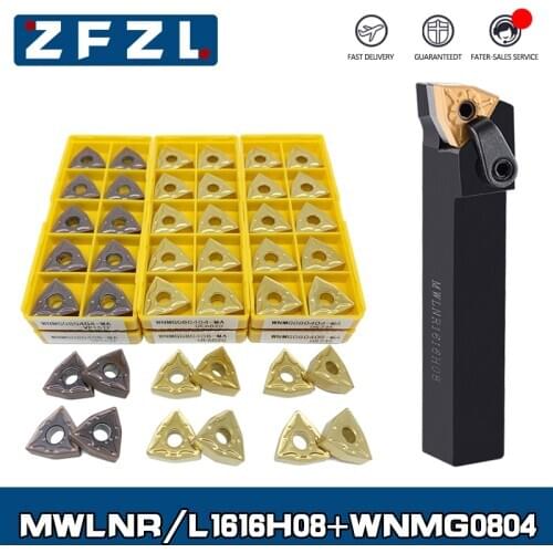 1pc MWLNR MWLNL CNC Tool Holder MWLNR1616H08 MWLNL1616H08 +10pcs Carbide inserts WNMG080404 WNMG080408 VP15TF UE6020 US735