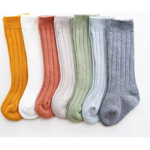 Baby Solid Color Long Tube Socks Autumn and Winter Baby Cotton Warm Knee High Socks Children´s Breathable Comfortable Stockings