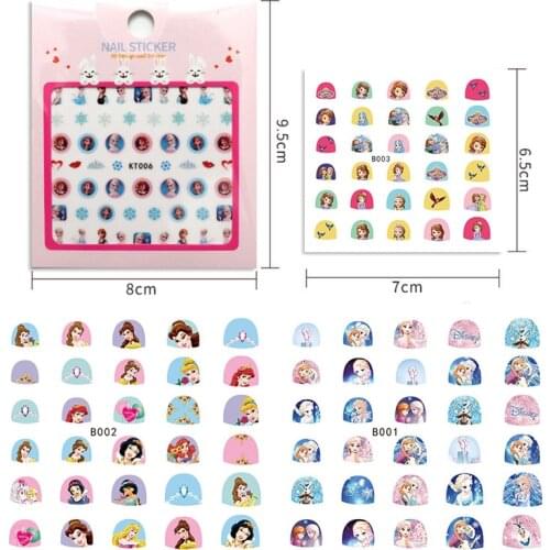 Disney Anime Mickey Mouse Anna Aisha Sofia Cartoon DIY Nail Stickers Frozen Pink Bowknot Nail Art Decoration Repair Accessories