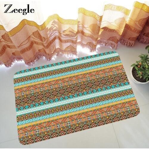 Zeegle Door Mat Non-Slip Floor Carpets Geometric Texture Water Absorption Entrance Door Mat Bathroom Hallway Rugs