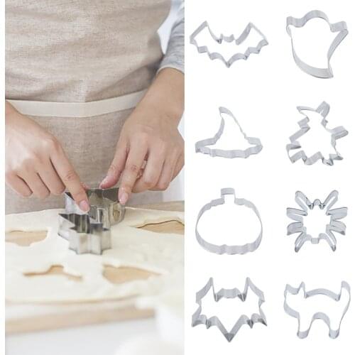 Halloween Stainless Stell Cookie Mold Pumpkin Ghost Bat Biscuit Cutter Plunger Tool For Halloween Decoration Kitchen Accessories