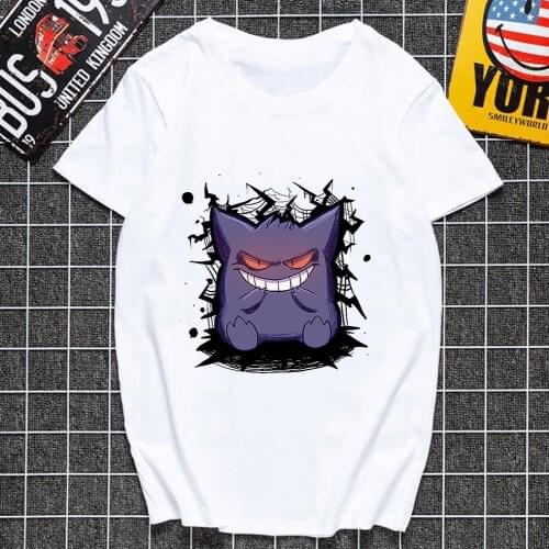 Pokemon T-shirt New Summer Kawaii Anime Summer Gengar T Shirt Women Casual Clothes Tops Print Short Sleeve Cartoons Tees Femme