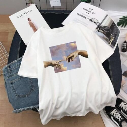 Michelangelo Print Tshirt Summer Women T Shirts Oversize Loose Casual Tee Shirt Harajuku Streetwear Tops Female T-shirt Clothes